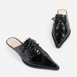 Intentionally Blank Lace-Up Flat Mule K026