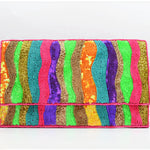 Colorful striped clutch bag alt view