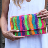 Colorful striped clutch bag model