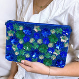 Colorful blue and green flower handbag 