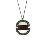 Gina Riley Two Half Circles with Leather Necklace 1819