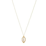 Gina Riley Small Gold Leaf with Crystal Line Necklace RR218