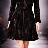 Samuel Dong High Neck Zipper Front Coat Dress