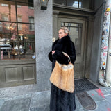 Black Mink Tail Coat with Fox Collar