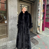 Black Mink Tail Coat with Fox Collar