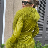 Diana Rosh Leather Jacket with Tibet Lamb Trim