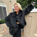 Knitted Raccoon Ruffle Collar Coat
