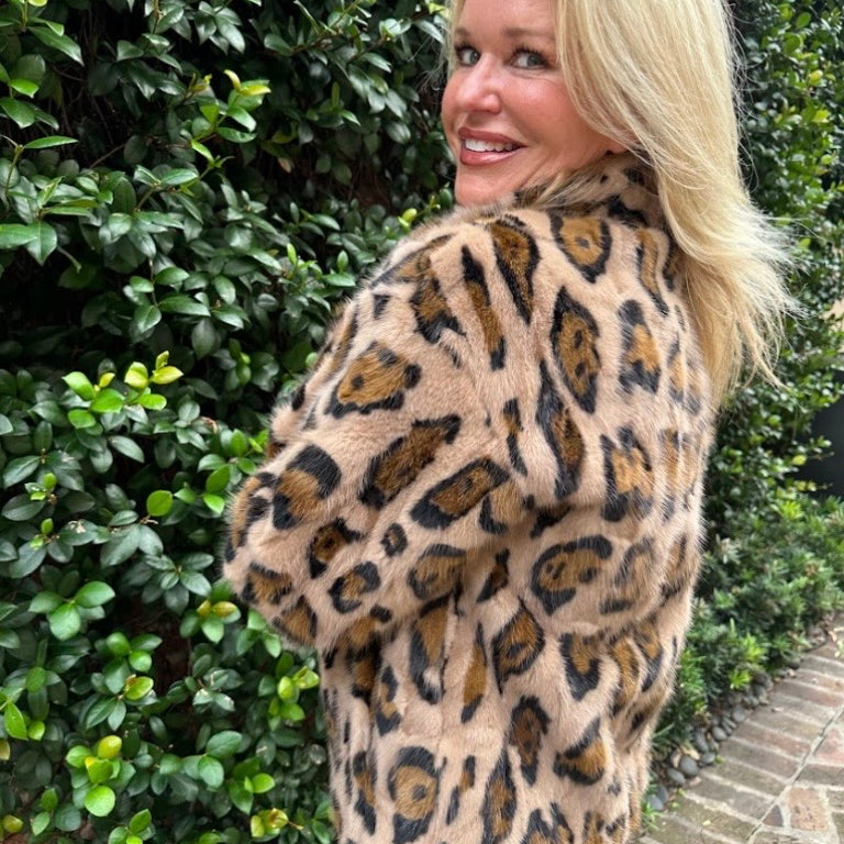 Short Leopard Print Mink Coat
