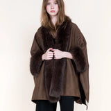 Shaggy Faux Fur Suede Cape