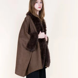 Shaggy Faux Fur Suede Cape