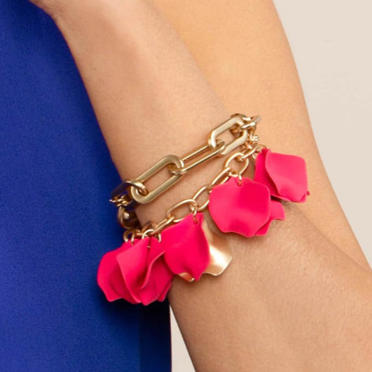 Zenzii  Resin and Metal Petal Link Bracelet