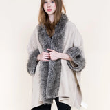 Shaggy Faux Fur Suede Cape