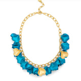 Zenzii Metallic Resin Petal Collar Link Necklace