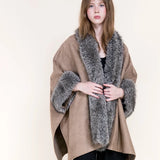 Shaggy Faux Fur Suede Cape
