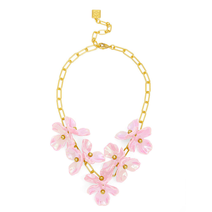 Zenzii Iridescent Resin 3-Petal Collar Necklace