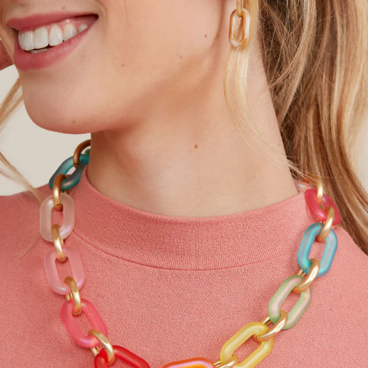 Zenzii Resin Oval Links Collar Necklace
