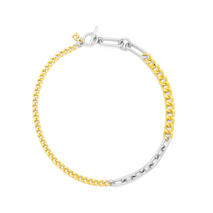 Zenzii Two-Tone Mixed Links Collar Necklace