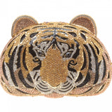 Crystal Embellished Tiger Head Evening Clutch