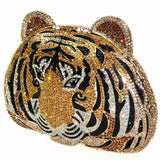 Crystal Embellished Tiger Head Evening Clutch
