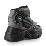 futuristic black and gray platform sneaker by Anthony Wang from Shoe Be Do USA back view