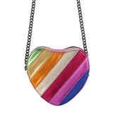 Rainbow Heart Quilted Crossbody Handbag