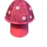 Pink mushroom cap handbag with bejeweled embellishments alt view