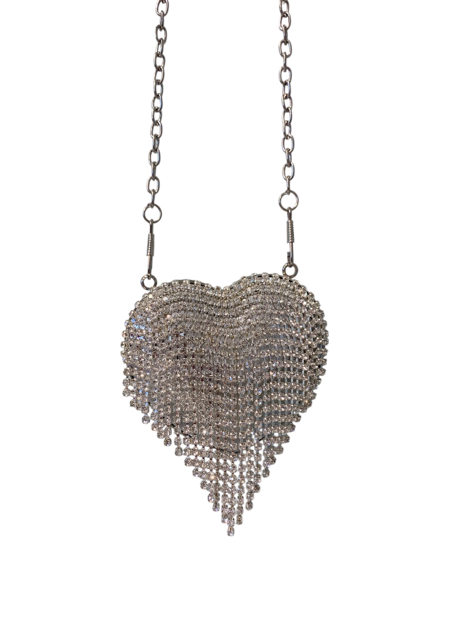 Silver Heart-shaped pendant necklace with chain