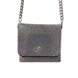 Silver textured handbag with chain strap