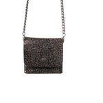 Black textured handbag with chain strap