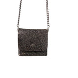 Black textured handbag with chain strap