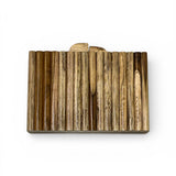 Wood Stripe Box Clutch