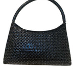 Black beaded handbag close-up