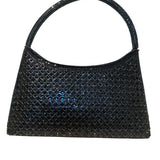Black beaded handbag close-up
