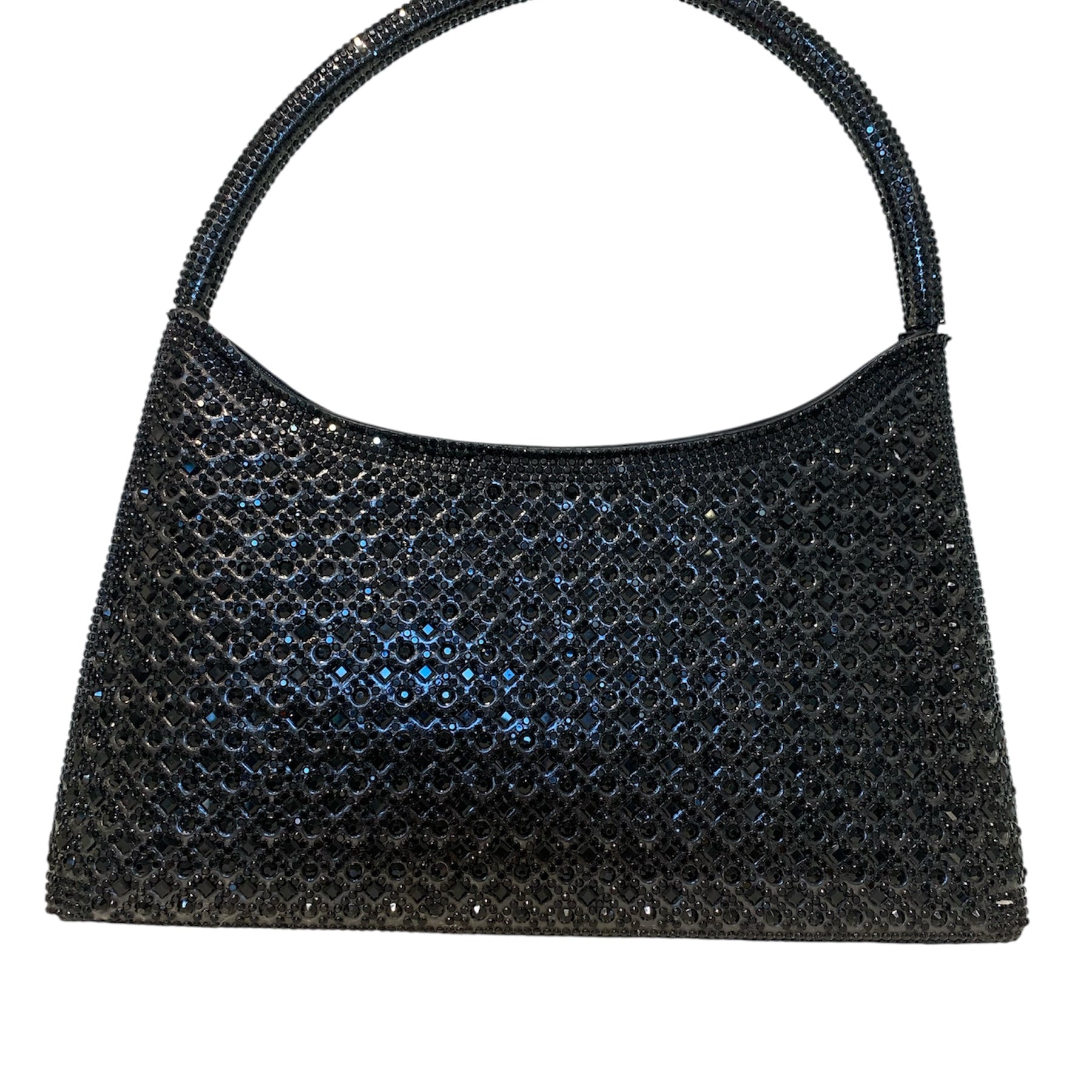 Black beaded handbag close-up