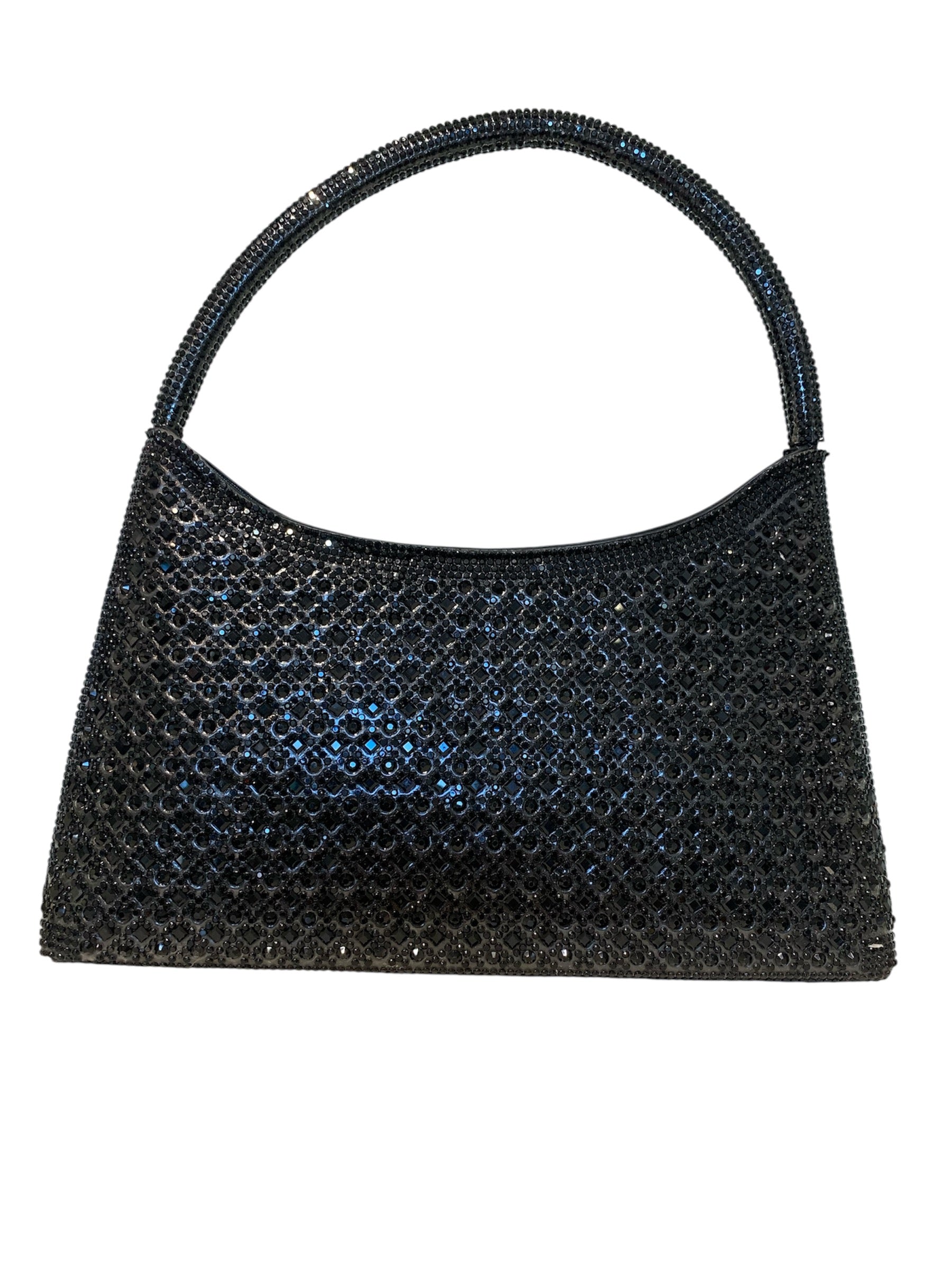 Black beaded handbag close-up