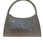 Silver beaded handbag close-up
