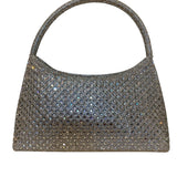Silver beaded handbag close-up