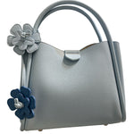 Gray handbag with floral details 