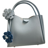 Gray handbag with floral details 