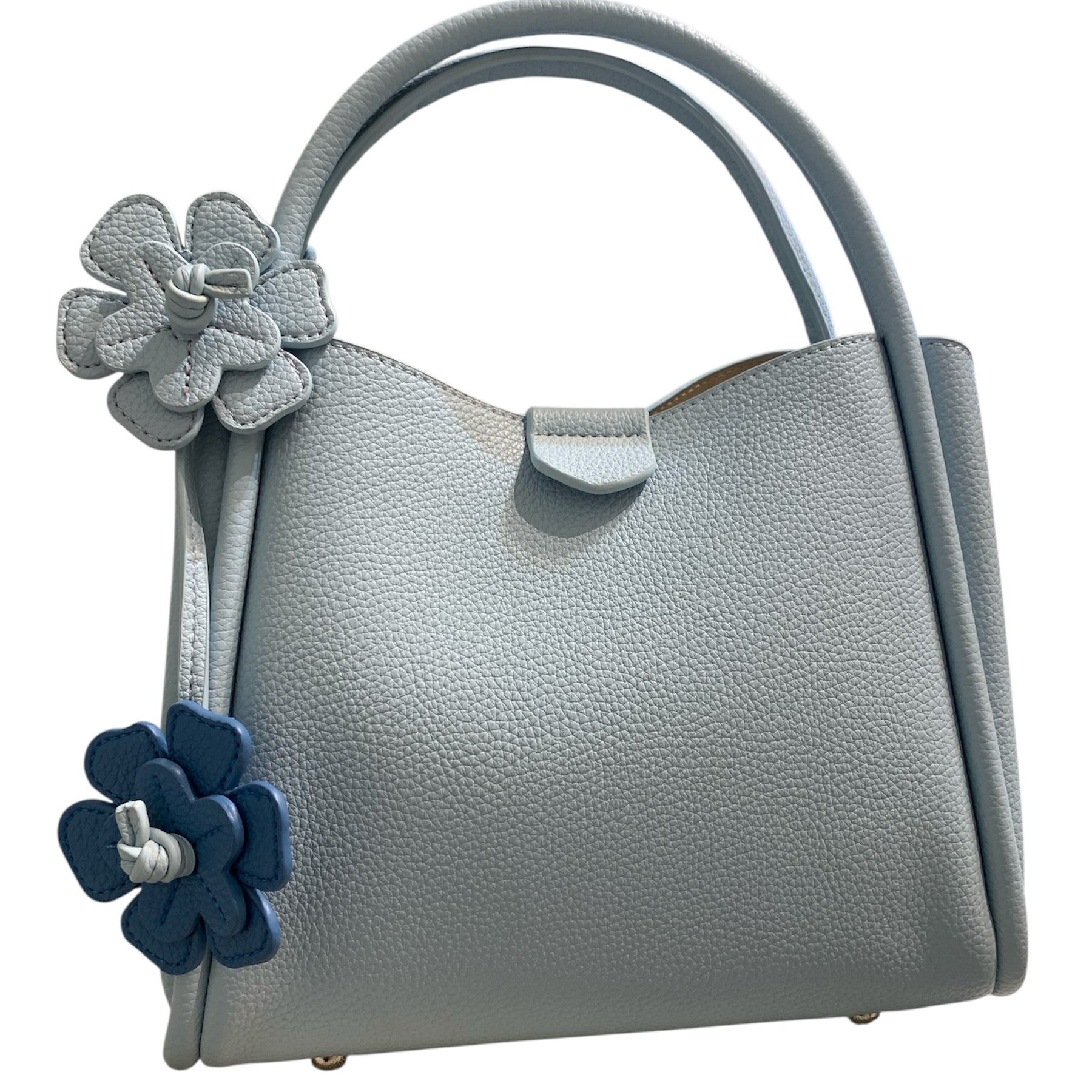 Gray handbag with floral details 