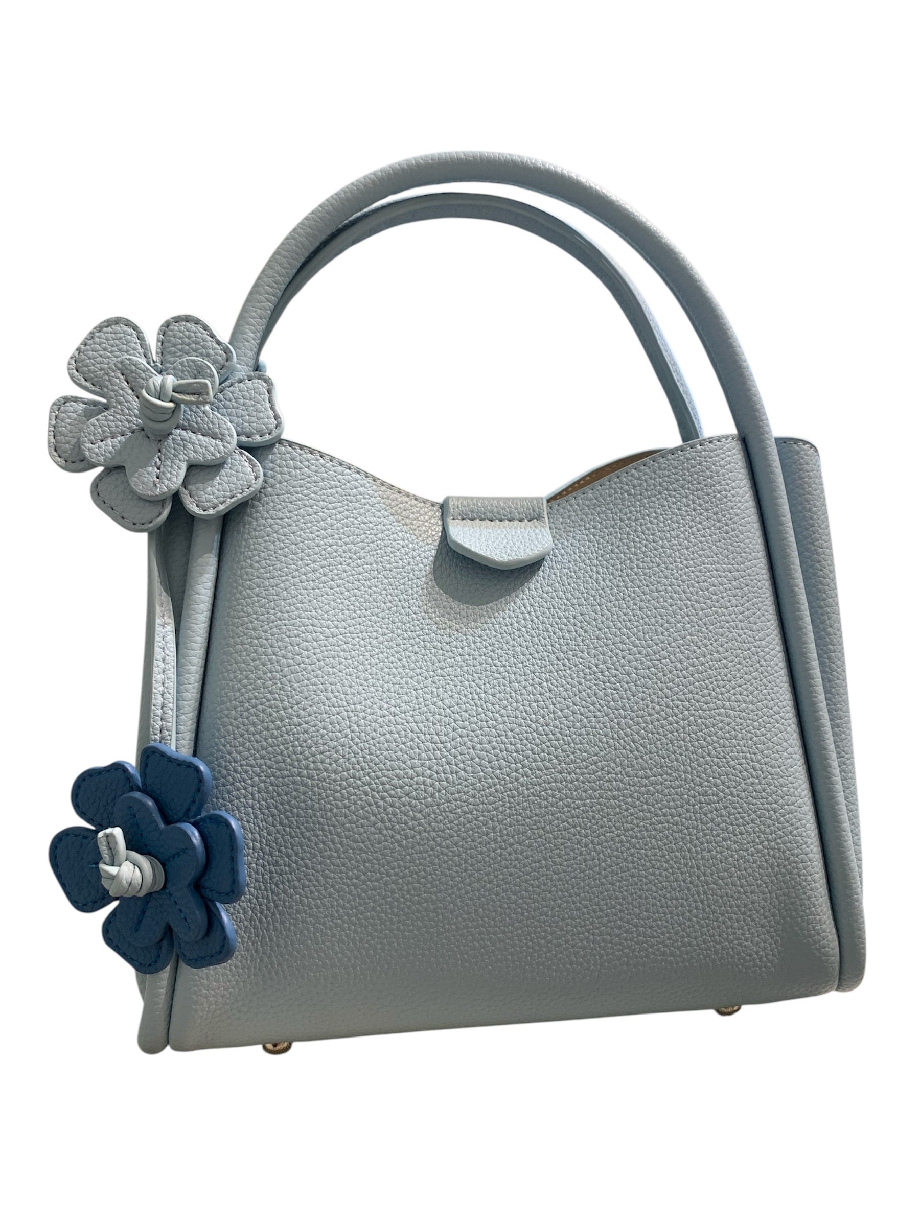 Gray handbag with floral details 