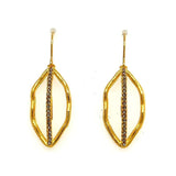 Gina Riley Small Open Leaf Crystal Earrings in Gold FInish RR575