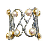 Ancient Bazaar Two-Tone Gold Plated Brass Cuff