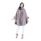 Original USA Vegan Suede & Fur Trim Hooded Cape with Buckles