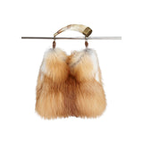 red fox fur genuine fox fur handbag purse with horn handle.