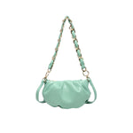 Mint green handbag with a chain 