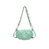 Mint green handbag with a chain 