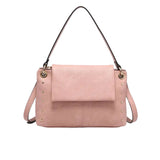 Pink handbag with gold accents 