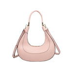 Pink handbag with a hand strap and shoulder strap