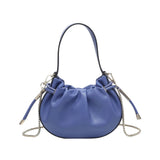 Blue handbag with chain detail and hand strap